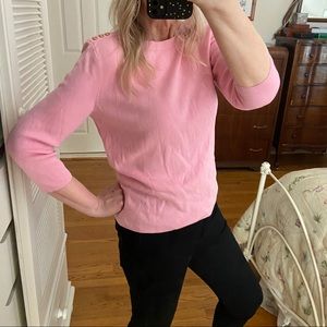 TALBOTS 3/4 sleeve shoulder button sweater